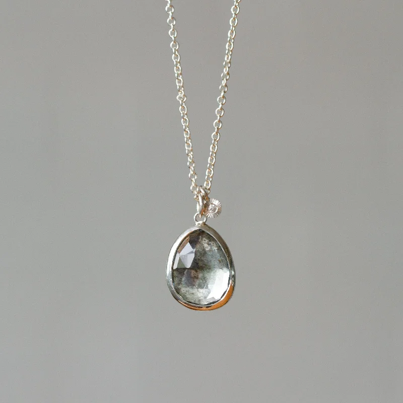 Onyx drop necklaces-Moss Aquamarine Theia Necklace in Sterling Silver #8