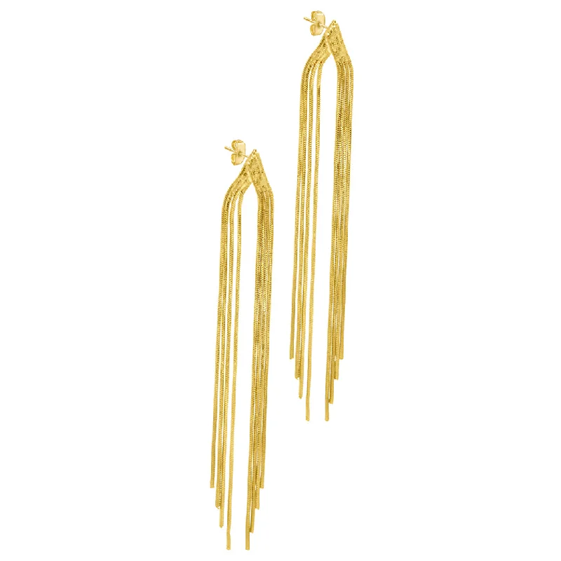 Spirit eye earrings-14k Gold Plated Multi-Strand Slinky Drop Earrings