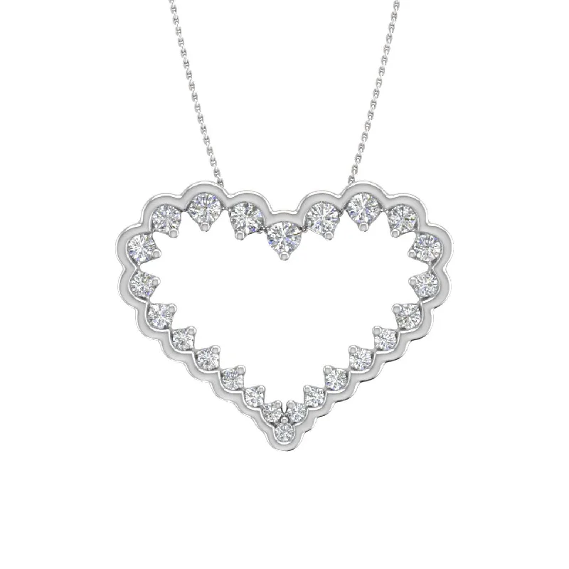 Textured disc necklaces-1/2 Carat Diamond Heart Pendant Necklace in Gold (Silver Chain Included) - IGI Certified