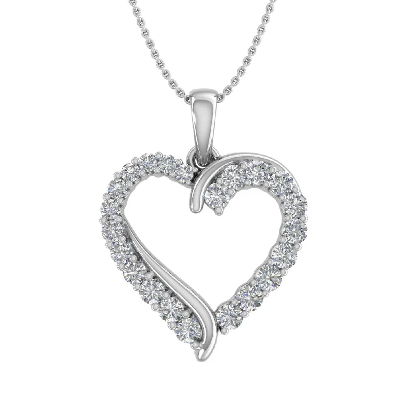 Twin birthstone necklaces-1/2 Carat Diamond Heart Pendant Necklace in Gold (Silver Chain Included) - IGI Certified