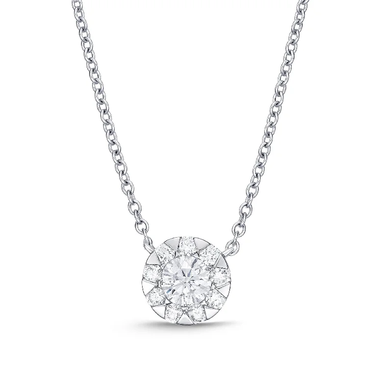 Pure gloss necklaces-Diamond Bouquet Cluster Necklace in 18K White Gold