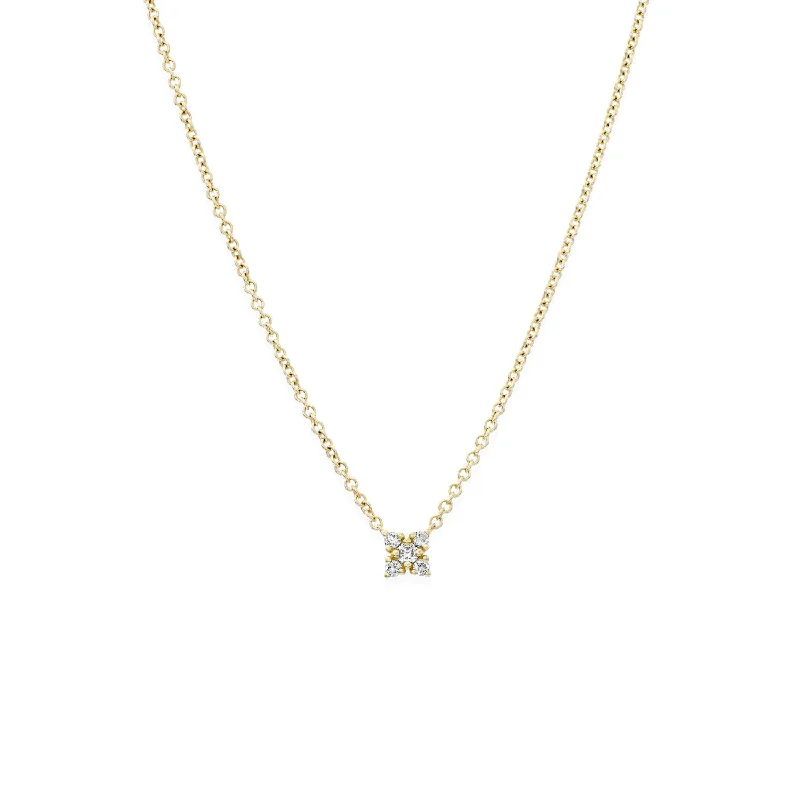 Retro deco necklaces-Mini Valentina Gold Necklace White Diamonds