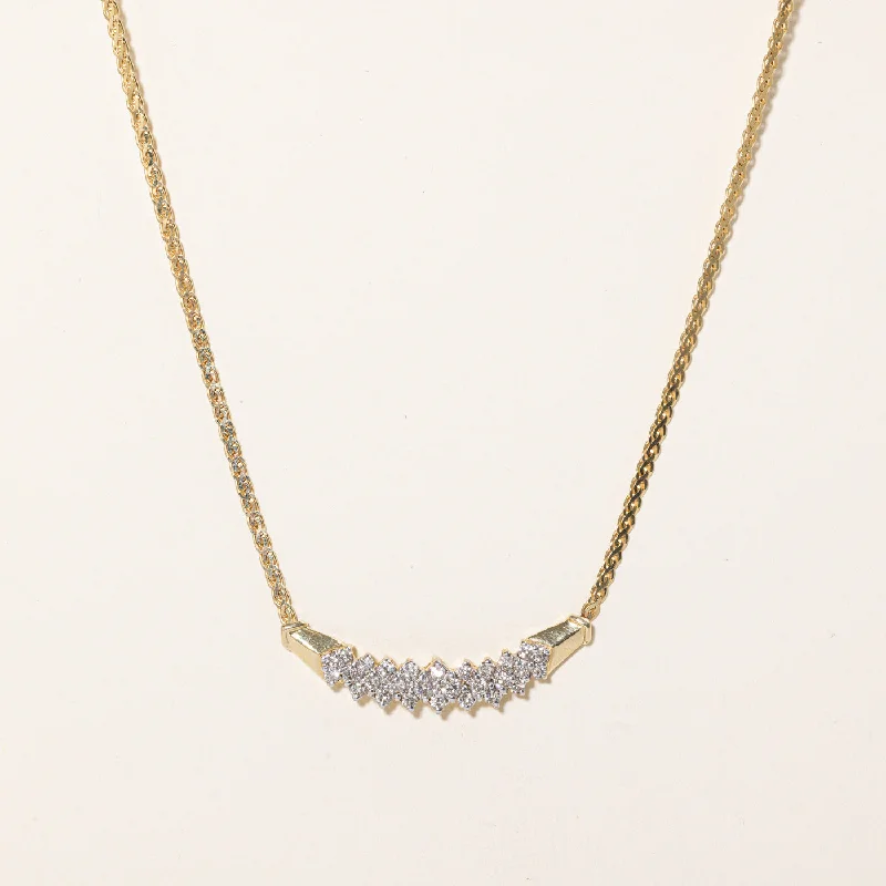 Heavy gem necklaces-Diamond Scoop Pendant Necklace | 0.96ctw | 17" |