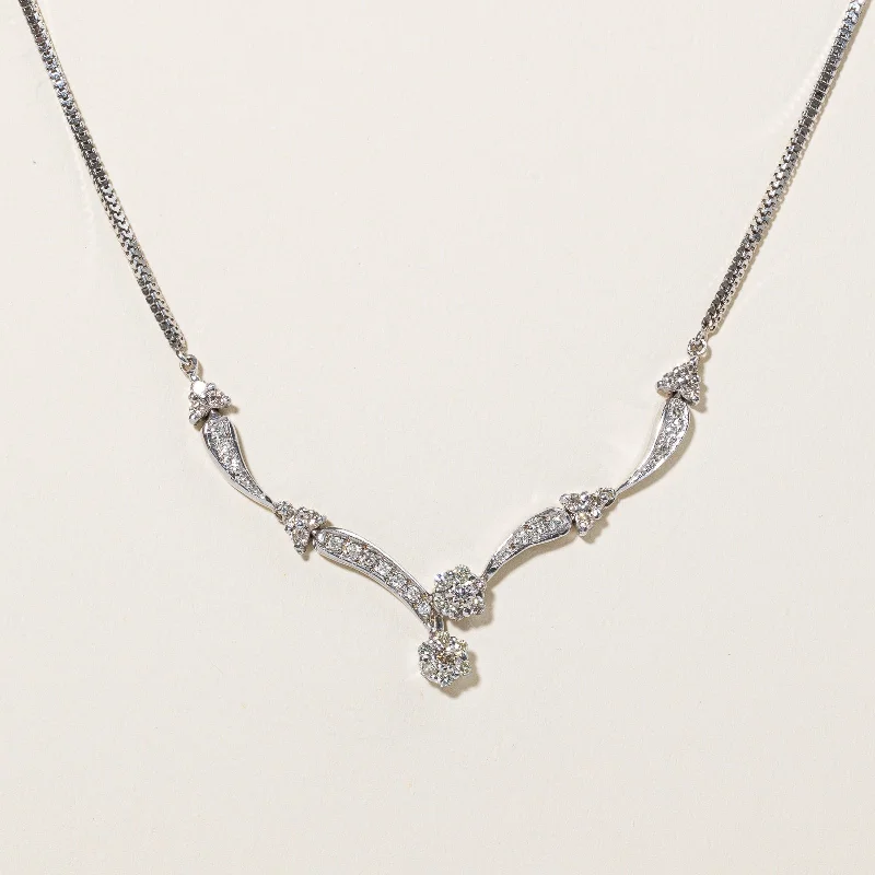 Corded link necklaces-Diamond Scoop Pendant Necklace | 0.80ctw | 14" |