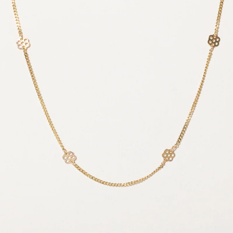 Leaf motif necklaces-10k Yellow Gold Honeycomb Link Chain Necklace | 16" |