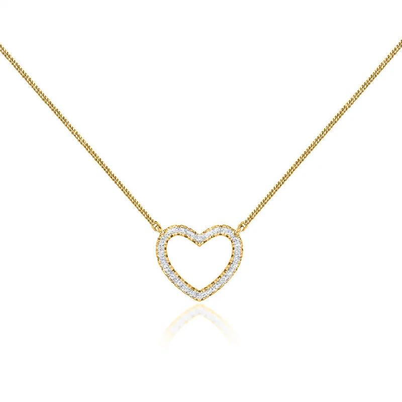 Topaz necklaces-ARMELLE - Heart Lab Diamond Necklace 18k Yellow Gold