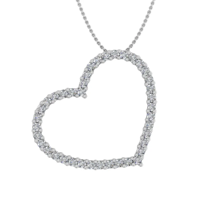 Polished name necklaces-1/2 Carat Diamond Heart Pendant Necklace in Gold (Silver Chain Included)