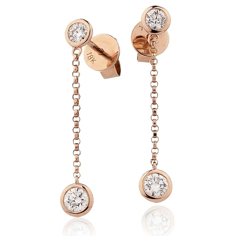 Tide drop earrings-DIAMOND DROP EARRINGS IN 18K ROSE GOLD