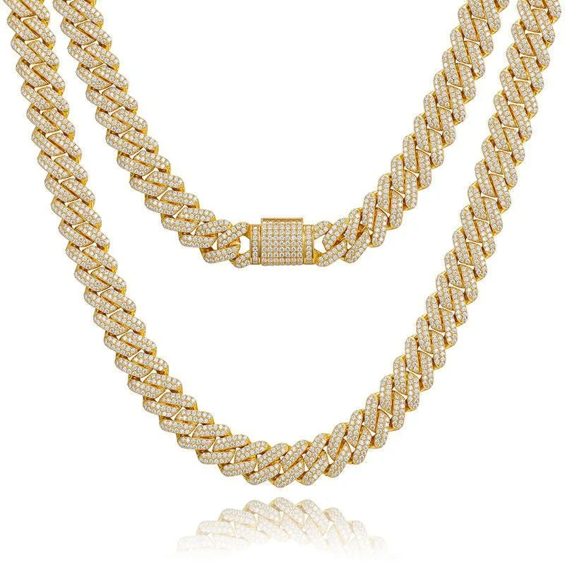 Thin silk necklaces-Moissanite Miami Cuban Chain Necklace - 15mm