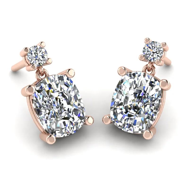 Glossy silver earrings-Cushion Shape Lab Grown Diamond Drop Earrings EDCCD