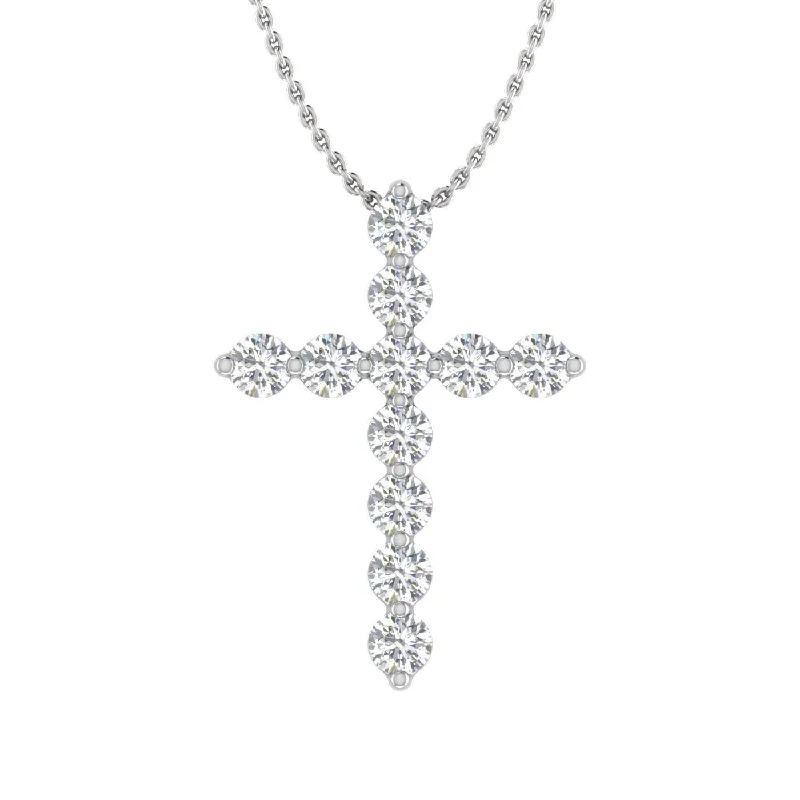 Layered chain necklaces-0.17 Carat Diamond Cross Pendant Necklace in Gold (Silver Chain Included)