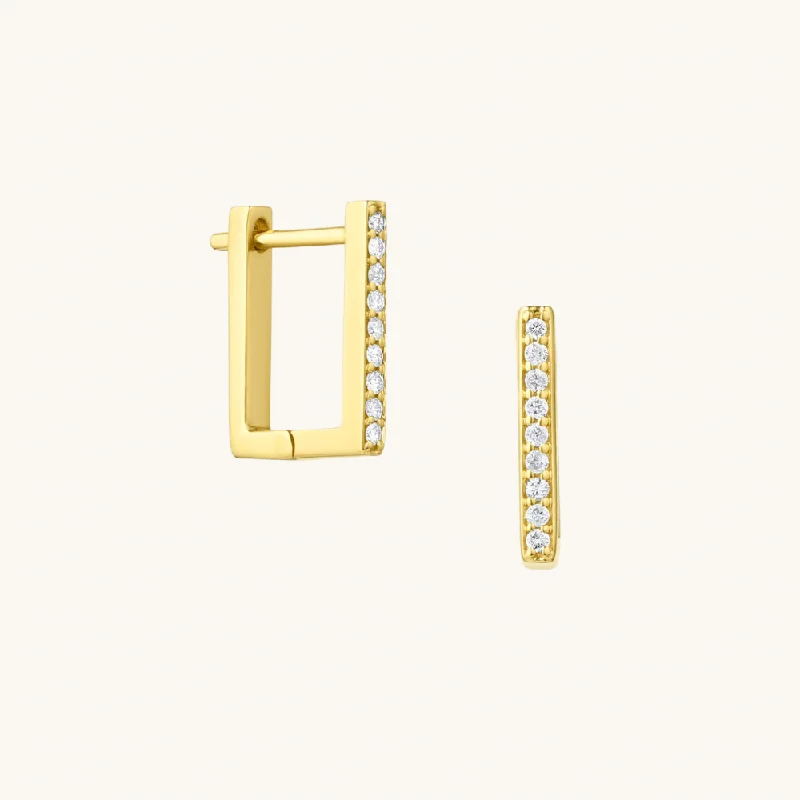 Solid cuff earrings-Minimalist Studded Rectangle Earrings