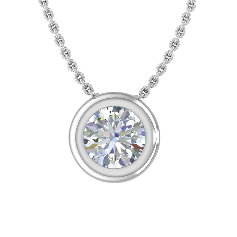 Twine weave necklaces-1/5 Carat Bezel Set Diamond Solitaire Pendant Necklace in Gold (Included Silver Chain) - IGI Certified