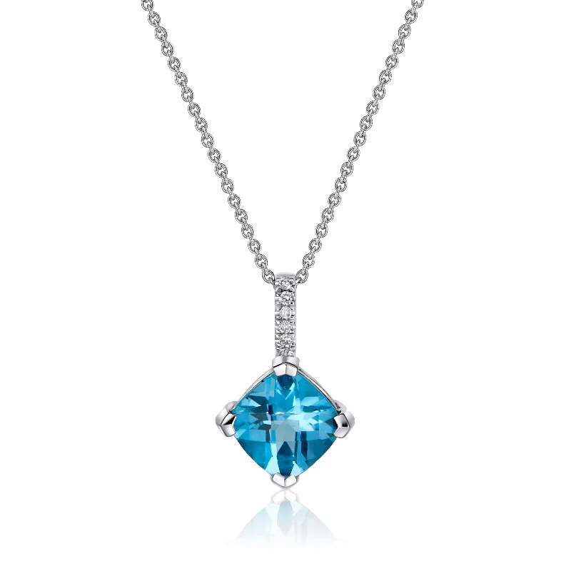 Regal diamond necklaces-Blue Topaz and Diamond Necklace