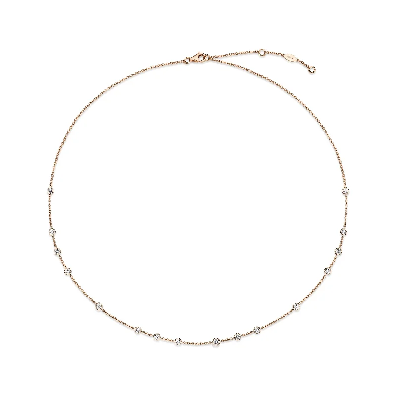 Sapphire stone necklaces-By The Yard Necklace in 18K Rose Gold & 4/5Ct Round Diamonds