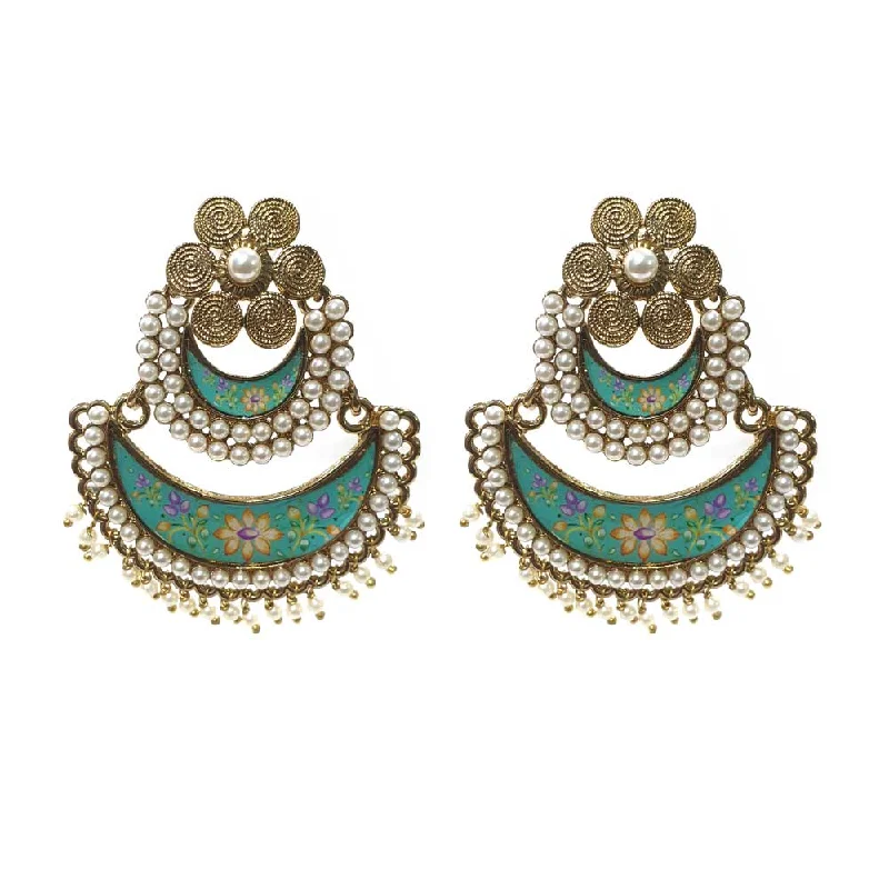 Wanderer feather earrings-FESTIVE COLLECTION' HANDMADE KUNDAN EARRINGS SOLD BY PER PAIR PACK' BIG SIZE 65x55 MM