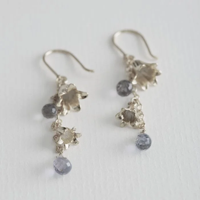 Agate drop earrings-Bluebell Drop Earrings