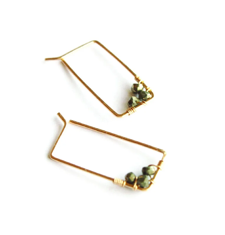 Heavy ring earrings-Small Adorned Rectangle Hoops