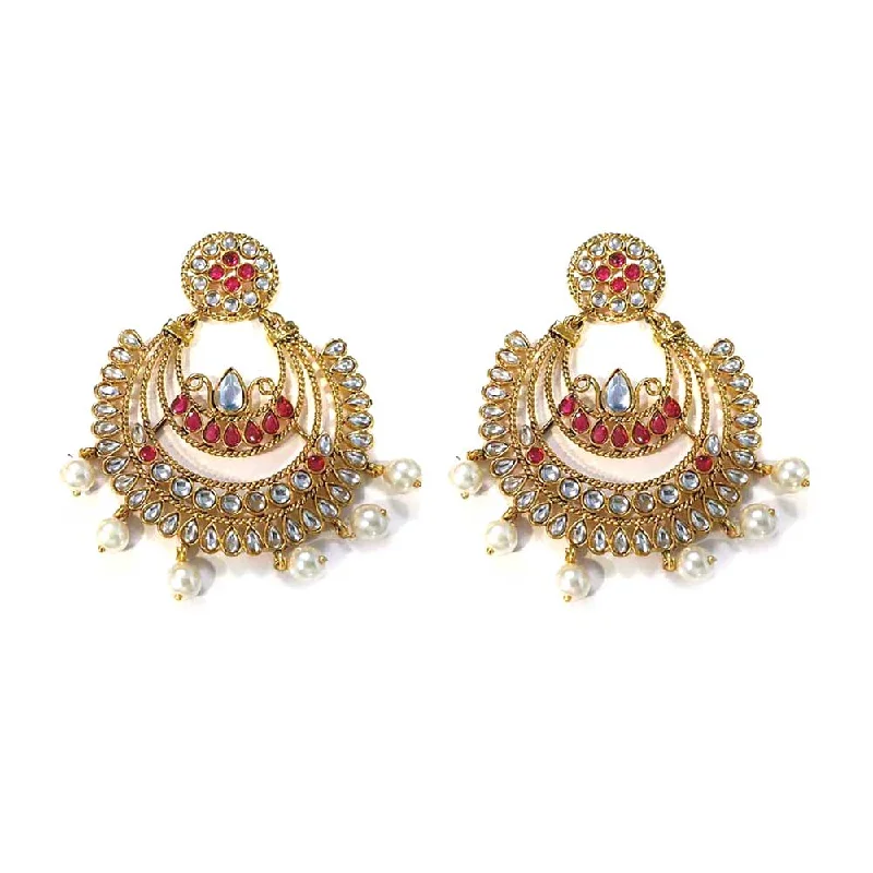 Clear crystal earrings-FESTIVE COLLECTION' HANDMADE KUNDAN EARRINGS SOLD BY PER PAIR PACK' BIG SIZE 75-80 MM