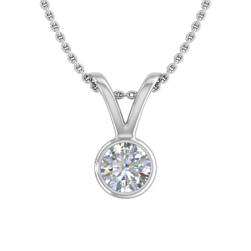 Sea wave necklaces-1/4 Carat Diamond Solitaire Pendant Necklace in Gold (Included Silver Chain)