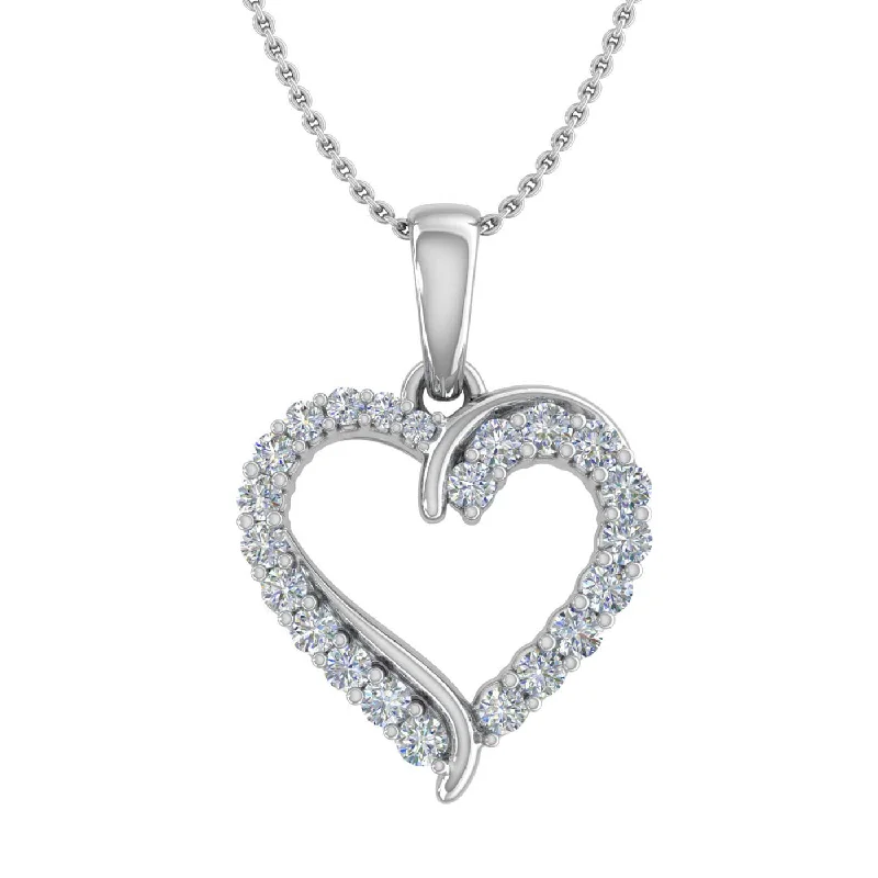 Sleek bar necklaces-1/4 Carat Diamond Heart Pendant Necklace in Gold (Silver Chain Included)