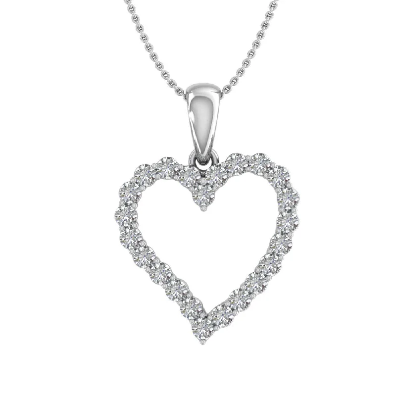 Polished name necklaces-1/2 Carat Diamond Heart Pendant Necklace in Gold (Included Silver Chain) - IGI Certified