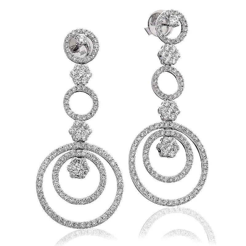 Patina bronze earrings-DIAMOND FANCY DROP EARRINGS IN 18K WHITE GOLD