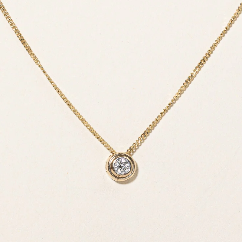 Retro deco necklaces-Diamond Bezel Pendant & Necklace | 0.19ct | 16" |