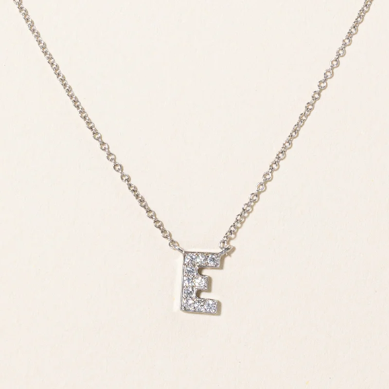 Light beaded necklaces-'Birks' Diamond 'E' Initial Pendant Necklace | 0.10ctw | 18" |