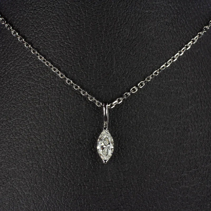 Classic style necklaces-MARQUISE SHAPE CUT NATURAL DIAMOND NECKLACE MINIMALIST CHARM PENDANT 14k DAINTY