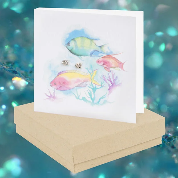 Fish Sterling Silver Stud Earring Card