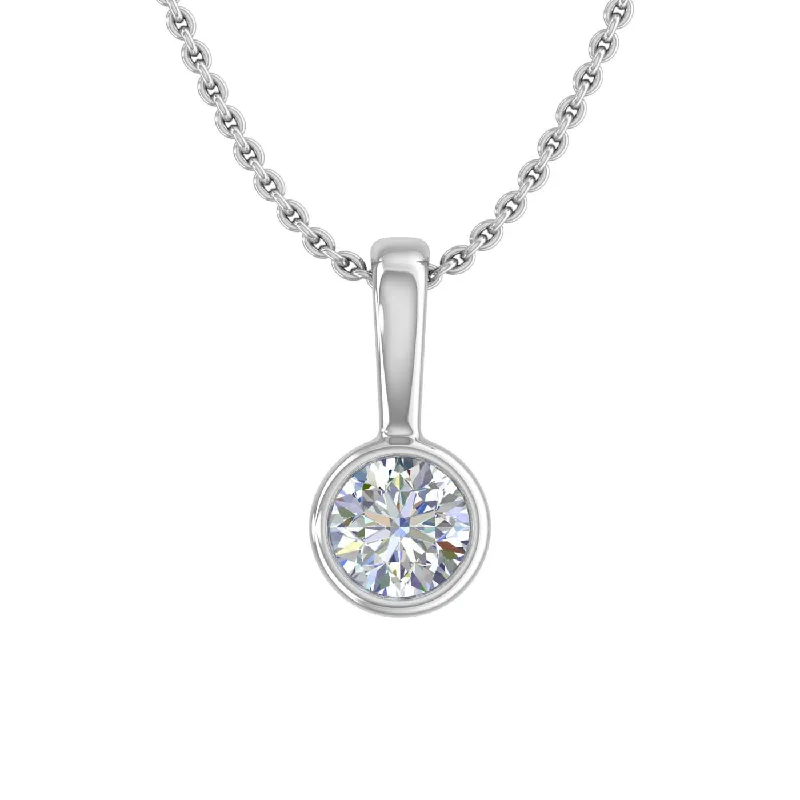 Tight clasp necklaces-1/5 Carat Diamond Solitaire Pendant Necklace in Gold (SolidBell) (Included Silver Chain)