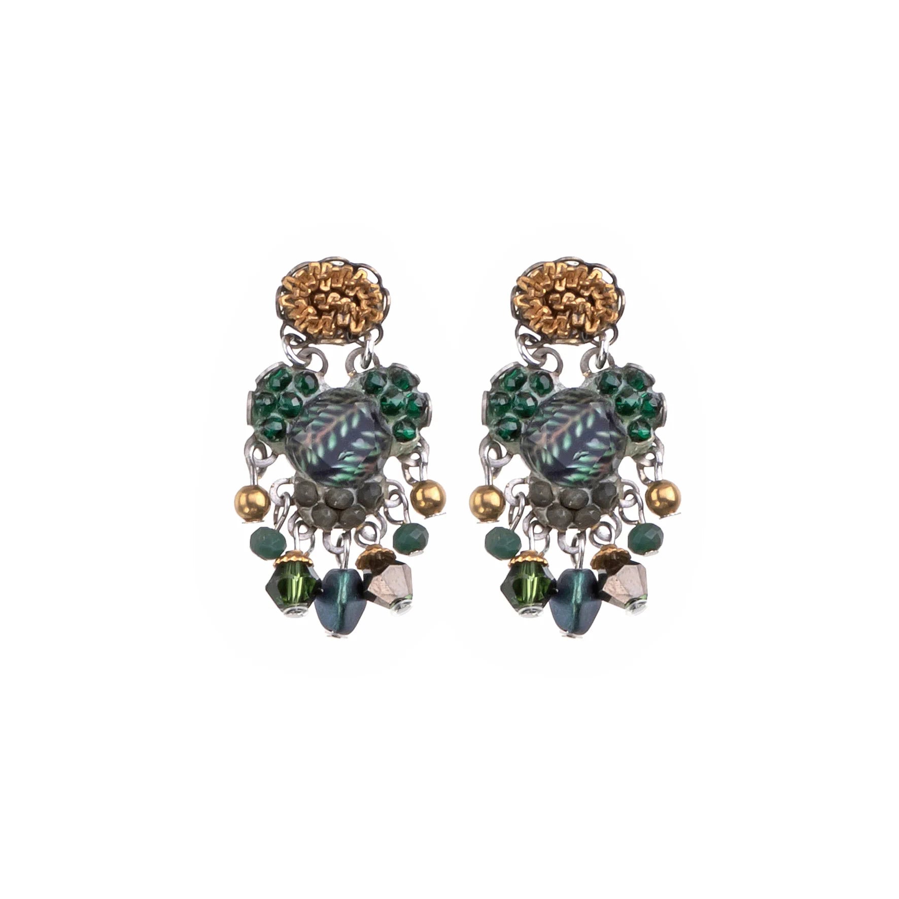 Layered tier earrings-Viridian Mood Set, Ping Stud Earrings