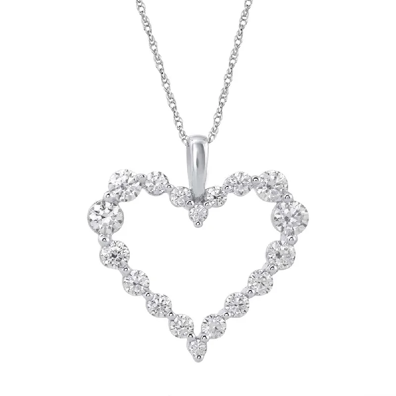 Cosmic charm necklaces-1 Carat (ctw) Diamond Heart Pendant Necklace in Gold (Silver Chain Included)