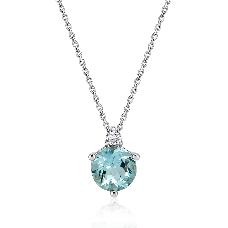 Polished name necklaces-Aquamarine with Diamond Accents Necklace