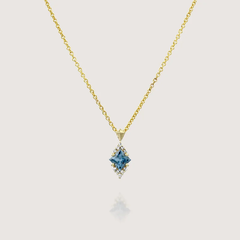 Bead weave necklaces-Juliette Necklace With Diamonds and Blue Topaz