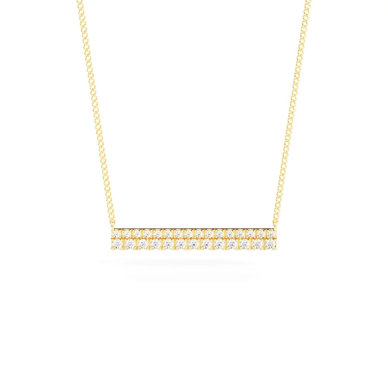 Layered chain necklaces-Diamond Double Bar Necklace