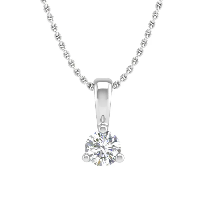 Light wood necklaces-0.05 ctw 3-Prong Set Diamond Solitaire Pendant Necklace in Gold (Silver Chain Included)