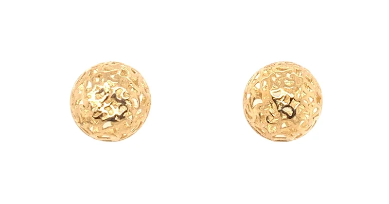 Bead weave earrings-9ct Gold Dome Stud Earrings