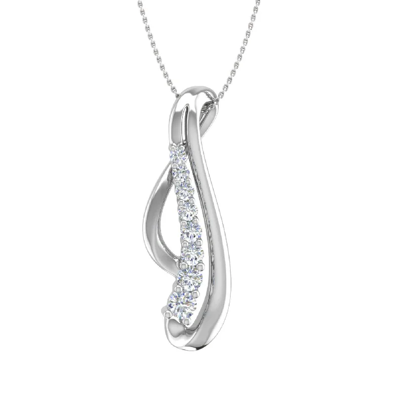 Glossy enamel necklaces-1/5 Carat Diamond Journey Pendant Necklace in Gold (Silver Chain Included)