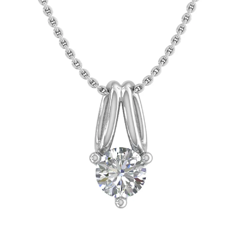 Curved gem necklaces-1/5 Carat 3-Prong Set Diamond Solitaire Pendant Necklace in Gold (with Silver Chain)