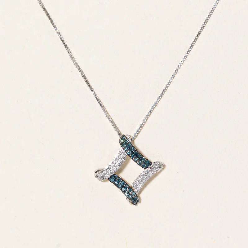 Bright druzy necklaces-Blue & White Diamond Pendant Necklace | 0.12ctw, 0.12ctw | 18" |