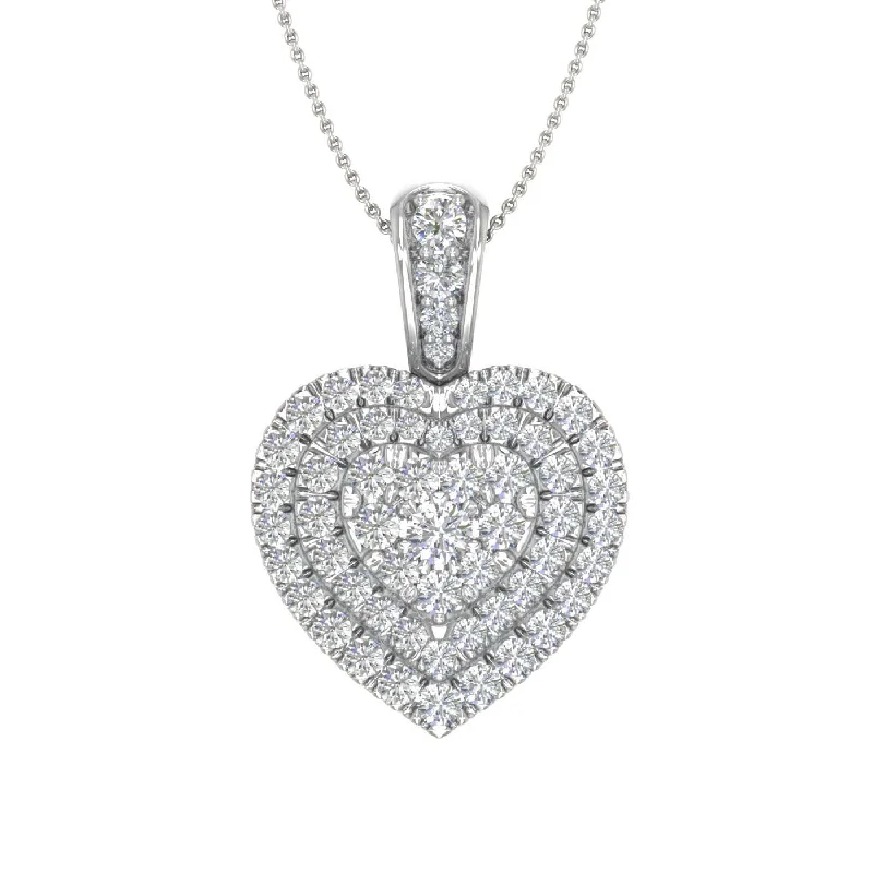 Ruby pendant necklaces-1/2 Carat Diamond Heart Pendant Necklace in Gold (Silver Chain Included) - IGI Certified