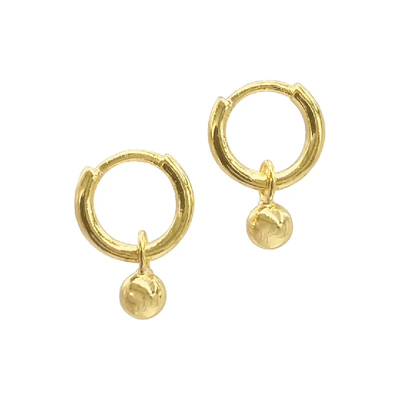 Wanderer weave earrings-14k Gold Plated Ball Huggie Earrings