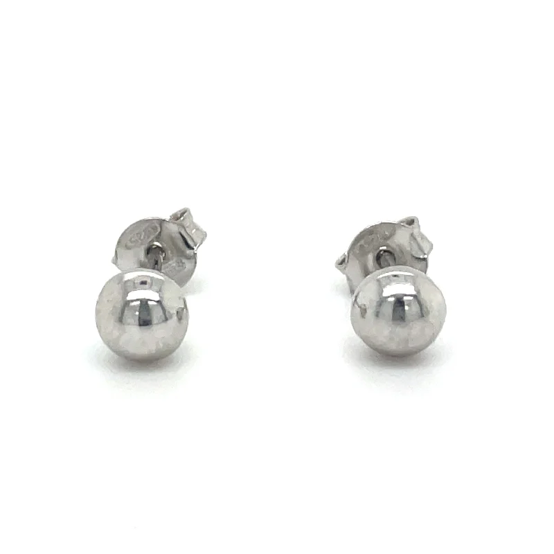 Leaf pattern earrings-5mm Silver Round Ball Stud Earrings