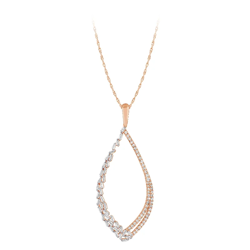 Tide pattern necklaces-Waterfall Diamonds Pendant in 14K Rose Gold .42ct