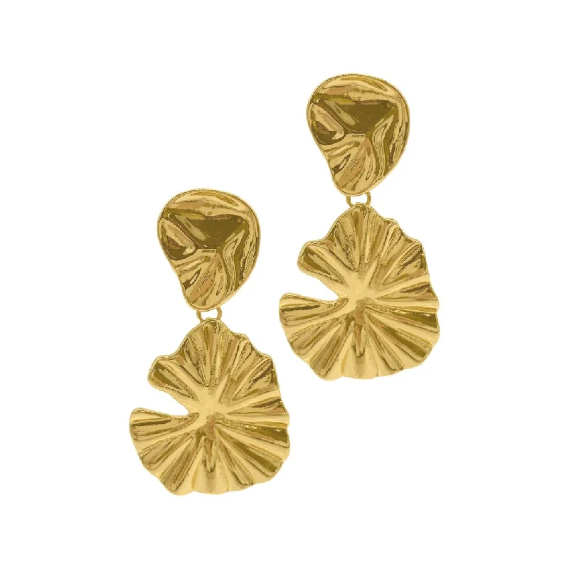 Tide shape earrings-14k Gold Plated Multi Shape Drop Earrings