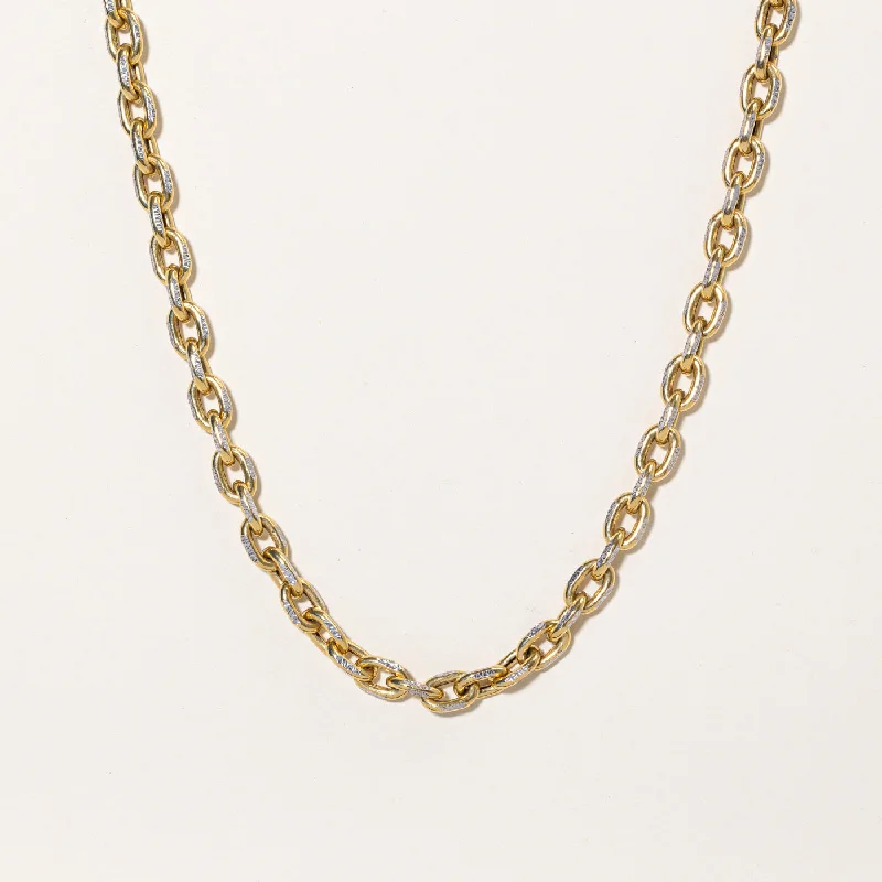 Turquoise gem necklaces-10k Two Tone Gold Biker Chain | 18" |