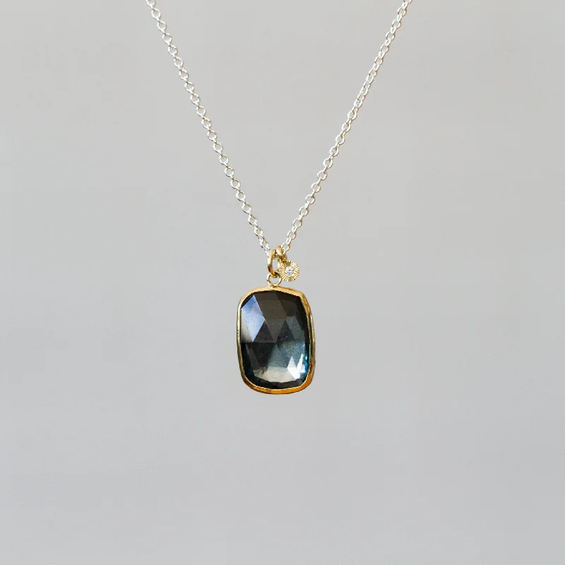 Zodiac charm necklaces-London Blue Topaz Silver and Gold Theia Necklace #8