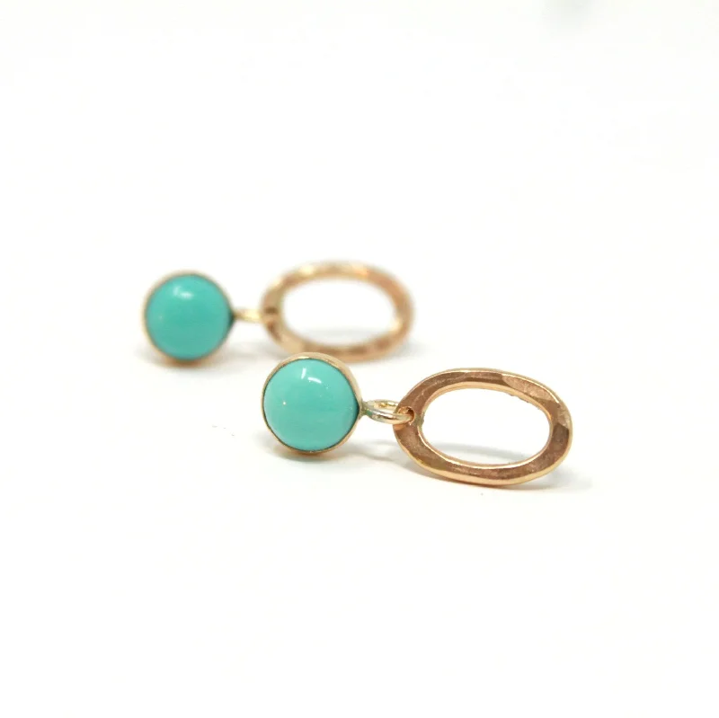 Gem-twisted earrings-Turquoise Oval Drop post earrings